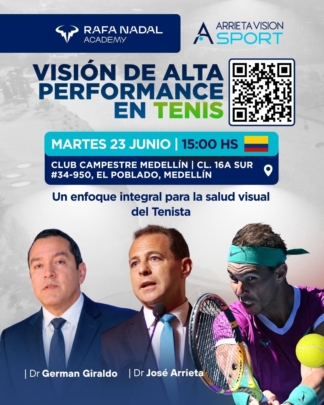 Flyer Visión de Alta Performance en Tenis Medellín